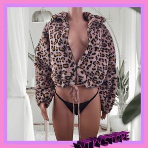 NWT {Victoria's Secret} Cozy Elegance:  Faux Fur Bomber, Size Small NWT